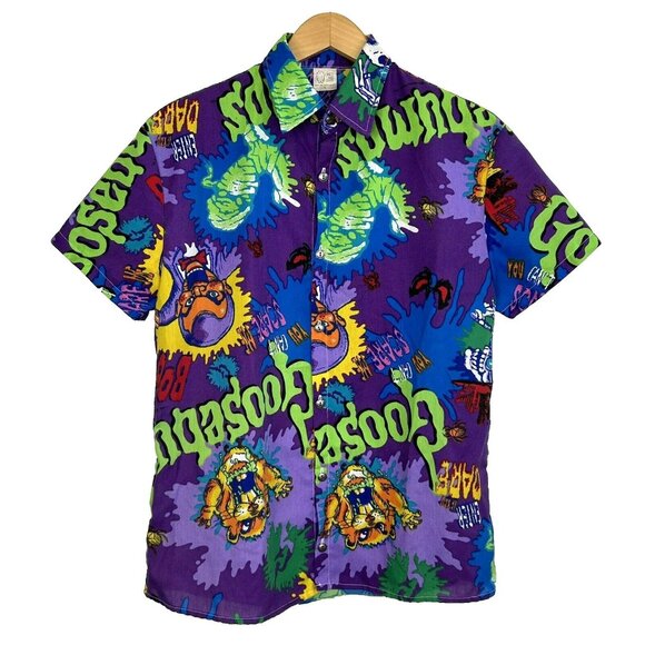 Goosebumps Shirt Mens Size Small Button Up Short Sleeve Allover Print Lonely Kid - Picture 1 of 4